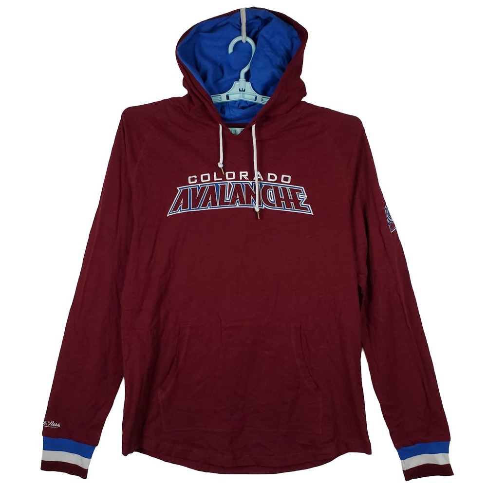Colorado Avalanche Mitchell & Ness NHL Large Hooded Longsleeve Maroon NWT‎